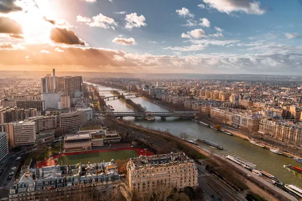 Parijs Frankrijk Januari 2022 Luchtfoto Van Parijs Franse Hoofdstad Vanaf Rechtenvrije Stockfoto's