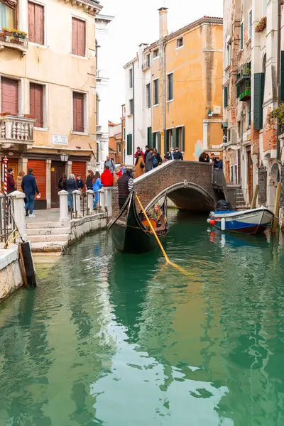 stock image Venice, Italy - April 2, 2022: Beautiful canals and traditional Venetian buildings in Venice, Veneto, Northeast Italy.