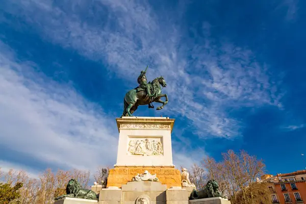 stock image Madrid, Spain - FEB 16, 2022: The Plaza de Oriente is a square in the historic center of Madrid. Designed in 1844, located in front of the Royal Palace.