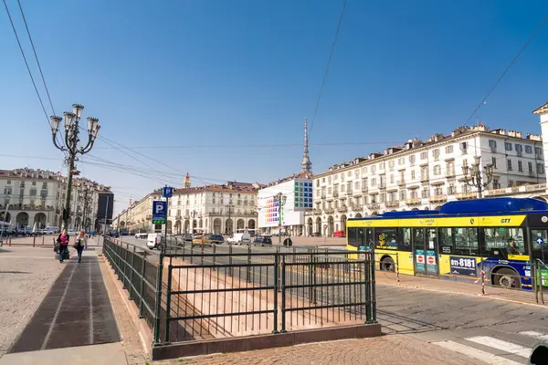 stock image Turin, Italy - March 28, 2022: Piazza Vittorio Veneto, also known as Piazza Vittorio, is a city square in Turin, named after the Battle of Vittorio Veneto in 1918.