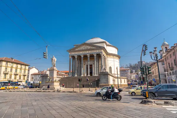 Stock image Turin, Italy - March 28, 2022: The church of Gran Madre di Dio is a Neoclassic-style church located on the western bank of the Po River, facing the Ponte Vittorio Emanuele I.