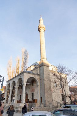 Pristina, Kosovo - February 5, 2024: Sultan Murat Mosque is an Ottoman Empire period mosque in the center of Pristina city, the capital of Kosovo. clipart