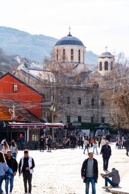 Prizren, Kosovo - 6 FEB 2024: Cathedral of Saint George in Prizren is the Cathedral church of the Serbian Orthodox Eparchy of Rashka and Prizren, located in the town of Prizren, Kosovo. clipart