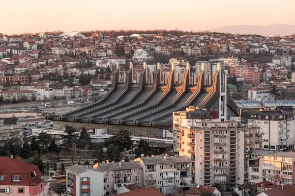 Stock image Pristina, Kosovo - February 5, 2024: Palace of Youth and Sports, formerly named Boro and Ramiz is a multi-purpose hall located in Pristina, Kosovo.