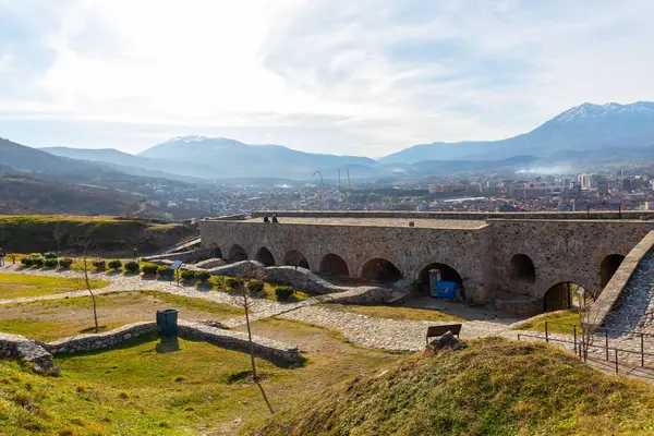 stock image Prizren, Kosovo - 6 FEB 2024: Prizren Fortress is a hilltop fortification in Prizren in Kosovo. It was declared a Monument of Culture of Exceptional Importance in 1948.