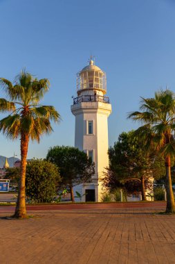 Batumi, Georgia - 12 JUNE 2024: The Lighthouse located at the Miracle Park along the coastline of Batumi, Georgia. clipart