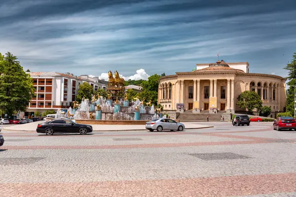 stock image Kutaisi, Georgia - June 15, 2024: Colchis or Kolkha Fountain with thirty animal statues depicting the ancient Georgian heritage, located on the Central Square, Kutaisi.