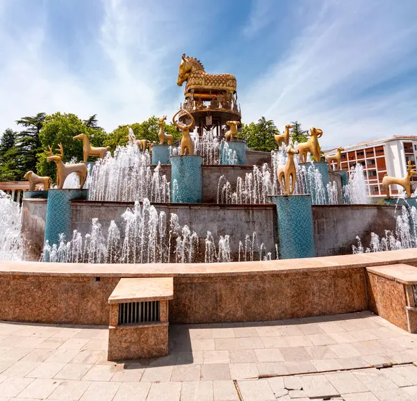 stock image Colchis or Kolkha Fountain with thirty animal statues depicting the ancient Georgian heritage, located on the Central Square, Kutaisi.