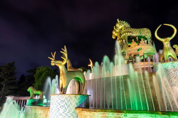 stock image Colchis or Kolkha Fountain with thirty animal statues depicting the ancient Georgian heritage, located on the Central Square, Kutaisi.