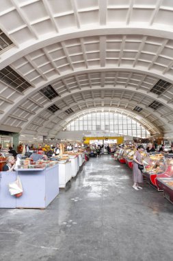 Kutaisi, Georgia - June 15, 2024: Kutaisi Central Market or the Green Bazaar is one of the largest trade places in Kutaisi to buy agricultural products, located at Paliashvili Street in Kutaisi. clipart