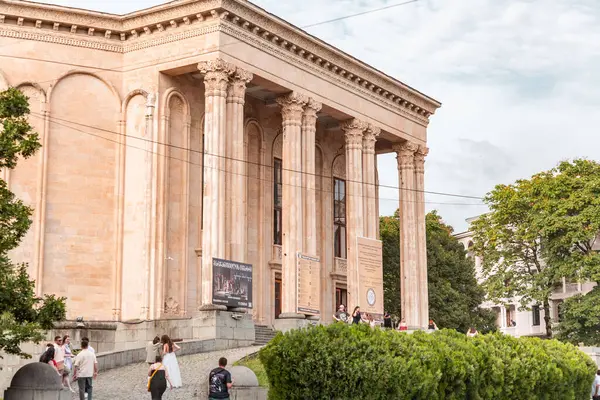 stock image Kutaisi, Georgia - June 15, 2024: Exterior view of the Lado Meskhishvili Professional State Drama Theater located in the Central Square of Kutaisi, built in 1950's.