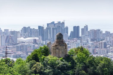 Batumi, Georgia - 13 JUNE 2024: Aerial view of the city of Batumi from the top of the Anuria Mountain. Batumi is the capital of the Autonomous Republic of Adjara. clipart