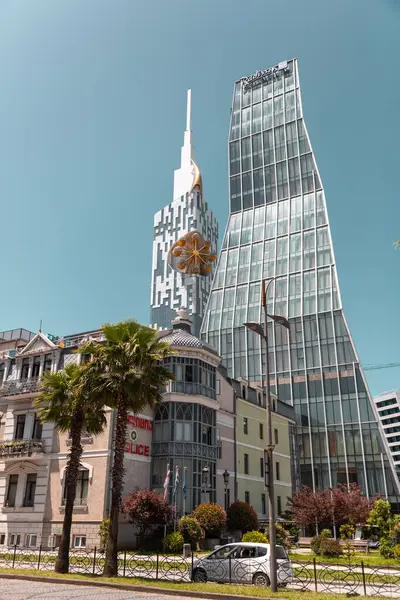 stock image Batumi, Georgia - 13 JUNE 2024: Exterior view of the modern tower of Radisson Blu Hotel on Ninoshvili Street in the city of Batumi, Adjara, Georgia.