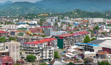 Batumi, Georgia - 13 JUNE 2024: Aerial view of the city of Batumi from the top of the Anuria Mountain. Batumi is the capital of the Autonomous Republic of Adjara. clipart