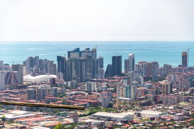 Batumi, Georgia - 13 JUNE 2024: Aerial view of the city of Batumi from the top of the Anuria Mountain. Batumi is the capital of the Autonomous Republic of Adjara. clipart