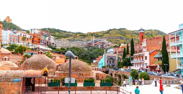 stock image Tbilisi, Georgia - 21 JUNE, 2024: Abanotubani meaning the bath district, is the ancient district of Tbilisi, Georgia, known for its sulphuric baths.