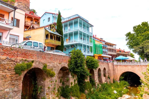 stock image Tbilisi, Georgia - 21 JUNE, 2024: Abanotubani meaning the bath district, is the ancient district of Tbilisi, Georgia, known for its sulphuric baths.