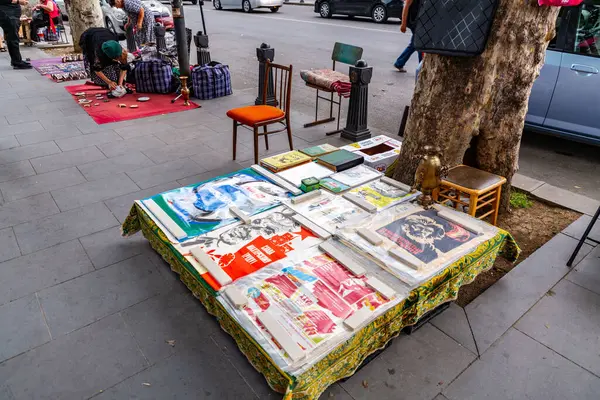 stock image Tbilisi, Georgia - 20 JUNE, 2024: Second hand, vintage, collectable items sold at stalls on the Dry Bridge Market in Tbilisi, Georgia.