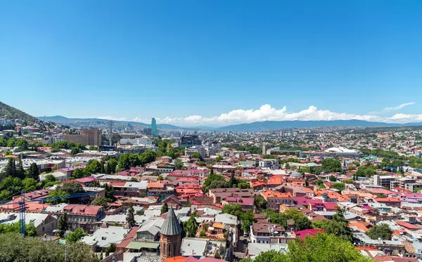 Stock image Tbilisi, Georgia - 22 JUNE, 2024: Panoramic aerial view of the city of Tbilisi, the capital of Georgia.