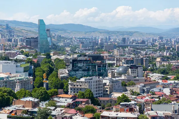 stock image Tbilisi, Georgia - 22 JUNE, 2024: Panoramic aerial view of the city of Tbilisi, the capital of Georgia.