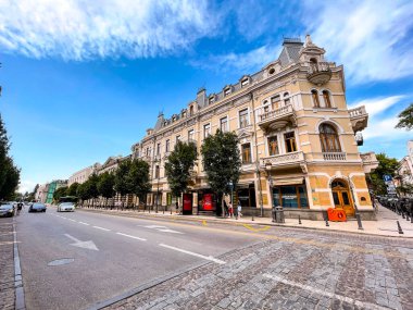 Tbilisi, Georgia - 25 JUNE, 2024: David Aghmashenebeli Avenue is one of the main avenues in the historical part of Tbilisi, known for its 19th century classical architecture. clipart