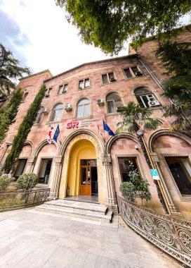 Tbilisi, Georgia - 25 JUNE, 2024: Headquaters office building of the Georgian Railways in Tbilisi, Georgia. clipart