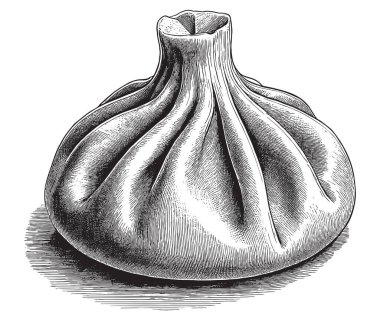 Vintage engraving style vector illustration of khinkali, traditional Georgian dumplings clipart