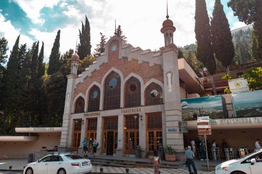 Tbilisi, Georgia - 17 AUG, 2024: Operating daily throughout the year, the funicular tram carriages run every 10 minutes between the upper and lower stations of Mtatsminda Park. clipart