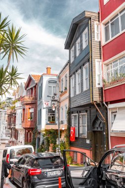 Istanbul, Turkiye - OCT 14, 2024: Historical streets of Arnavutkoy, an affluent district and a popular touristic spot in Besiktas, European side of the Bosphorus. clipart