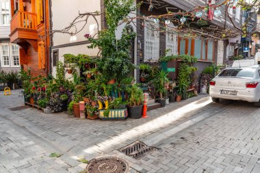 Istanbul, Turkiye - OCT 14, 2024: Historical streets of Arnavutkoy, an affluent district and a popular touristic spot in Besiktas, European side of the Bosphorus. clipart