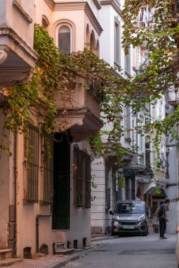 Istanbul, Turkiye - OCT 8, 2024: View from Beyoglu streets, generic architecture in Istanbul busiest district. clipart