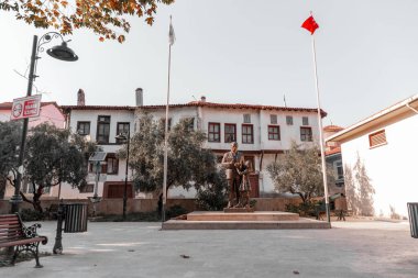 Tirilye, Turkiye - SEPT 29, 2024: Ataturk statue in Tirilye, formerly Zeytinbagi, a well preserved village near Mudanya in Bursa Province, Turkiye.  clipart