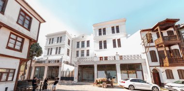 Tirilye, Turkiye - SEPT 29, 2024: The Stone School , Tas Mektep building, built between 1904 and 1909 in Neo-classical style. clipart