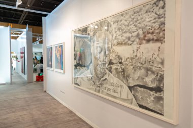 Istanbul, Turkiye - OCT 26, 2024: 19th edition of the Contemporary Istanbul is an annual art fair that connects galleries, artists, collectors, curators and academicians from various countries. clipart