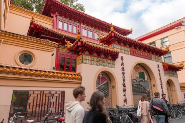 Amsterdam, NL, 10 OCT 2021: Fo Guang Shan He Hua Temple is a buddhist temple in Amsterdam, the Netherlands. clipart