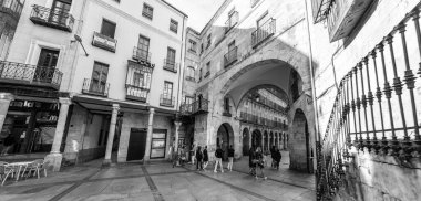 Salamanca, Spain-FEB 20, 2022: The Plaza Mayor of Salamanca is an urban space built as a main square that over time has become the center of social life in Salamanca, Spain. clipart