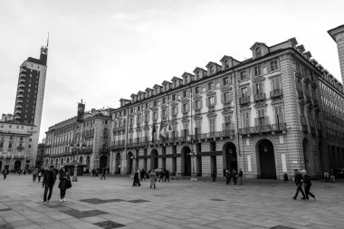 Turin, Italy - March 27, 2022: Piazza San Carlo is one of the historic pedestrianized squares in the center of Turin, located behind Palazzo Carignano, Turin, Italy. clipart