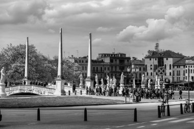 Padua, Italy - April 4, 2022: Prato della Valle is a 90000 sq-meter elliptical square in Padova, Italy. It is the largest square in Italy, and one of the largest in Europe. clipart