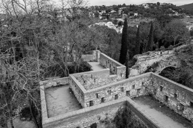 Ancient city walls of Girona, one of the most complete city walls in Europe. clipart