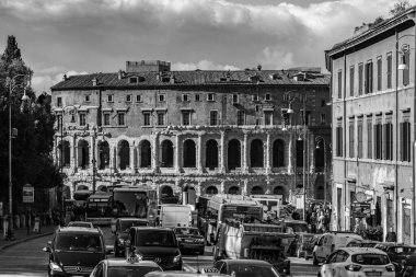 Rome, Italy - April 7, 2019: The Theatre of Marcellus was an ancient open air theatre in Rome, built in the closing years of the Roman Republic. clipart