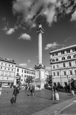 Rome, Italy - April 7, 2019: The Column of Peace in the middle of the Santa Maria Maggiore Square in Rome, Italy clipart