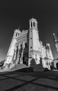 Lyon, France - January 25, 2022: The Notre Dame de Fourviere Basilica on Fourviere Hill in Lyon, France. clipart