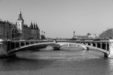 Paris, France - January 20, 2022: Pont d'Arcole spanning the Seine River in Paris, France. clipart