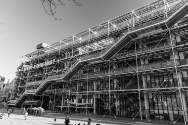 Paris, France - January 24, 2022: National Georges Pompidou Centre of Art and Culture, also known as the Pompidou Centre, is a complex building in the Beaubourg area of the 4th arrondissement of Paris. clipart