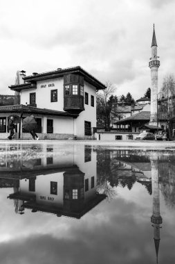 Sarajevo - Bosnia and Herzegovina - 11 FEB 2024: Inat Kuca, The House of Stubbornness is a building in Sarajevoclose to Bascarsija that was originally built on the site where the City Hall. clipart