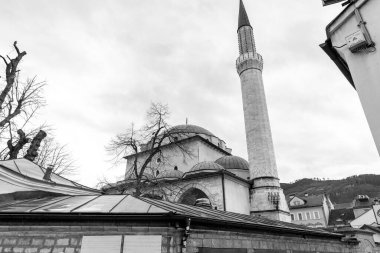 Sarajevo - BiH - 10 FEB 2024: Gazi Husrev Beg Mosque is a mosque in Sarajevo. Built in the 16th century, it is the largest historical mosque in Bosnia and Herzegovina. clipart