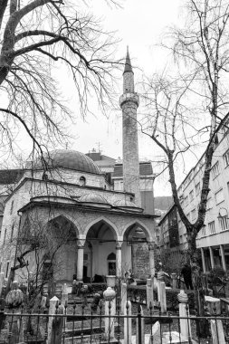 Sarajevo - Bosnia and Herzegovina - 10 FEB 2024: Ferhadija Mosque, also known as Ferhat Pasha Mosque, is a central building in Sarajevo, Bosnia and Herzegovina. clipart