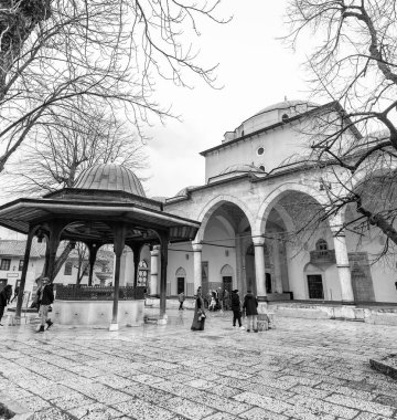 Sarajevo - BiH - 10 FEB 2024: Gazi Husrev Beg Mosque is a mosque in Sarajevo. Built in the 16th century, it is the largest historical mosque in Bosnia and Herzegovina. clipart