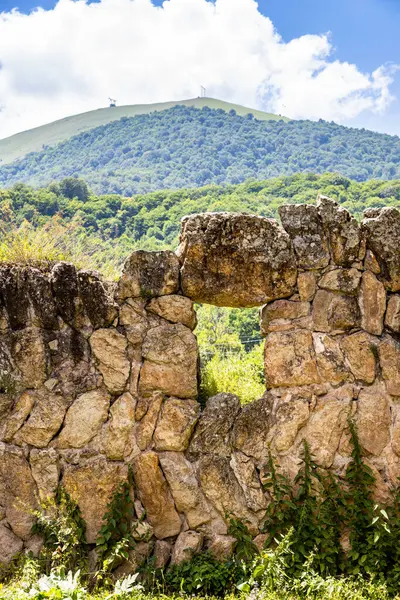 stock image ancient stone wall of Goshavank monastery, Armenia on sunny summer day