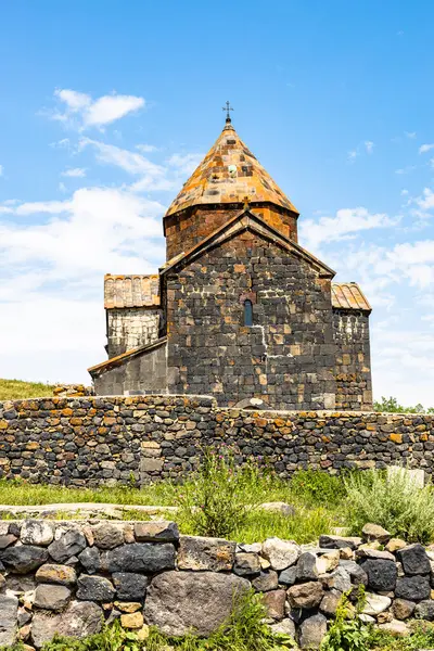 Stock image building of Surp Arakelots church in Sevanavank Sevan Monastery, Armenia on sunny summer day on Sevan Peninsula